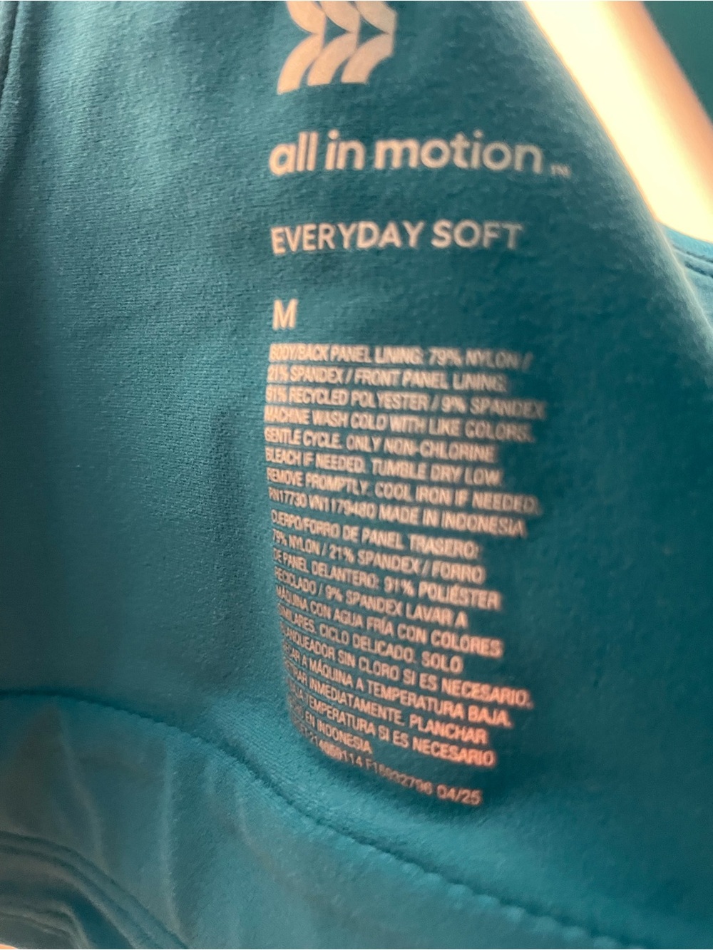 All in Motion Women's Everyday Soft Medium Support Sports Bra Teal Medium NWT - Picture 8 of 8